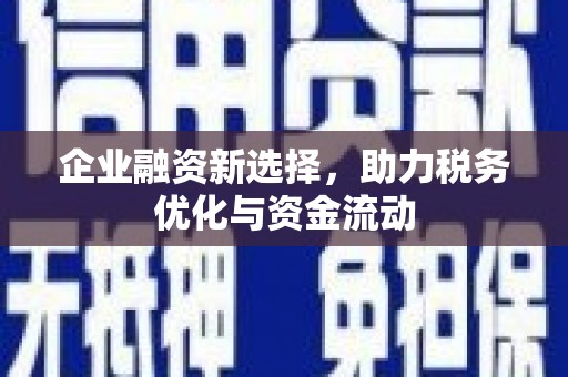 弋阳企业融资新选择，助力税务优化与资金流动