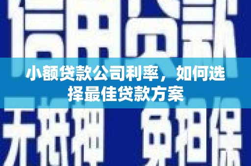 弋阳小额贷款公司利率，如何选择最佳贷款方案