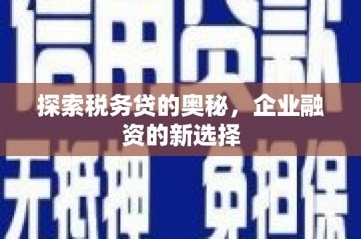 弋阳探索税务贷的奥秘，企业融资的新选择