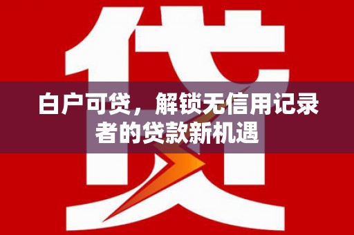 弋阳白户可贷，解锁无信用记录者的贷款新机遇