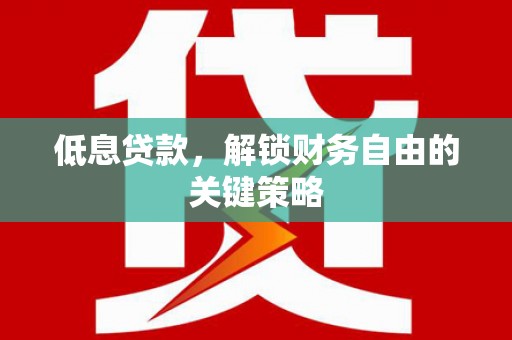 弋阳低息贷款，解锁财务自由的关键策略