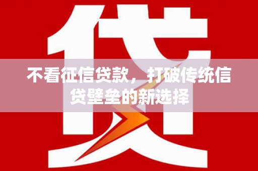 弋阳不看征信贷款，打破传统信贷壁垒的新选择