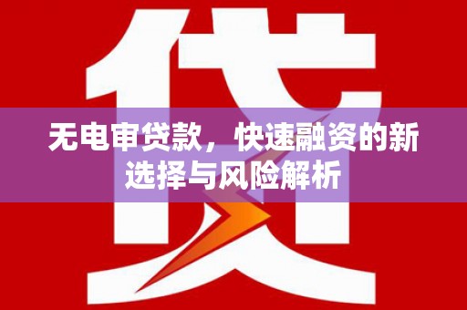 弋阳无电审贷款，快速融资的新选择与风险解析