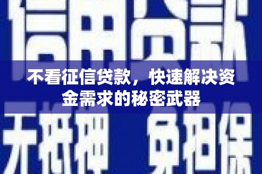 弋阳不看征信贷款，快速解决资金需求的秘密武器