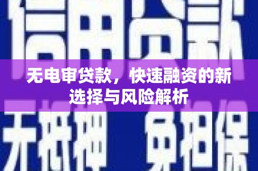 弋阳无电审贷款，快速融资的新选择与风险解析