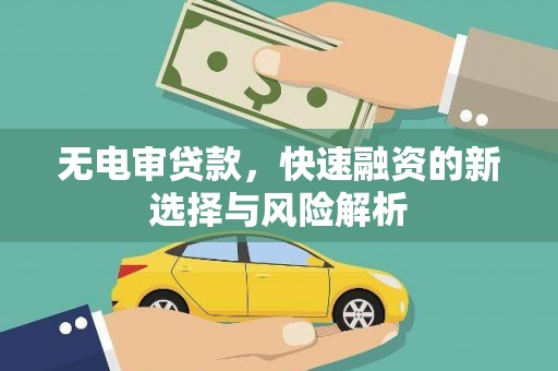 弋阳无电审贷款，快速融资的新选择与风险解析