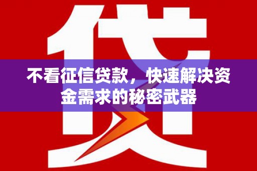 弋阳不看征信贷款，快速解决资金需求的秘密武器