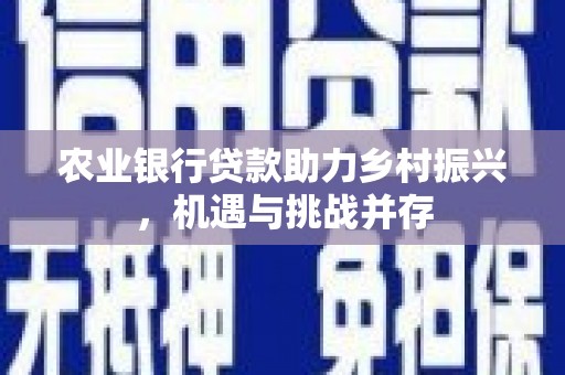 弋阳农业银行贷款助力乡村振兴，机遇与挑战并存