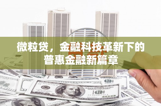 弋阳微粒贷，金融科技革新下的普惠金融新篇章