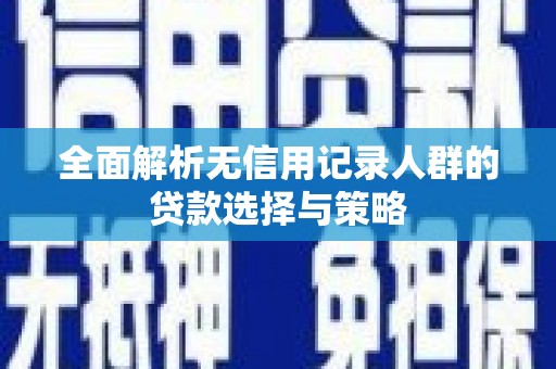弋阳全面解析无信用记录人群的贷款选择与策略